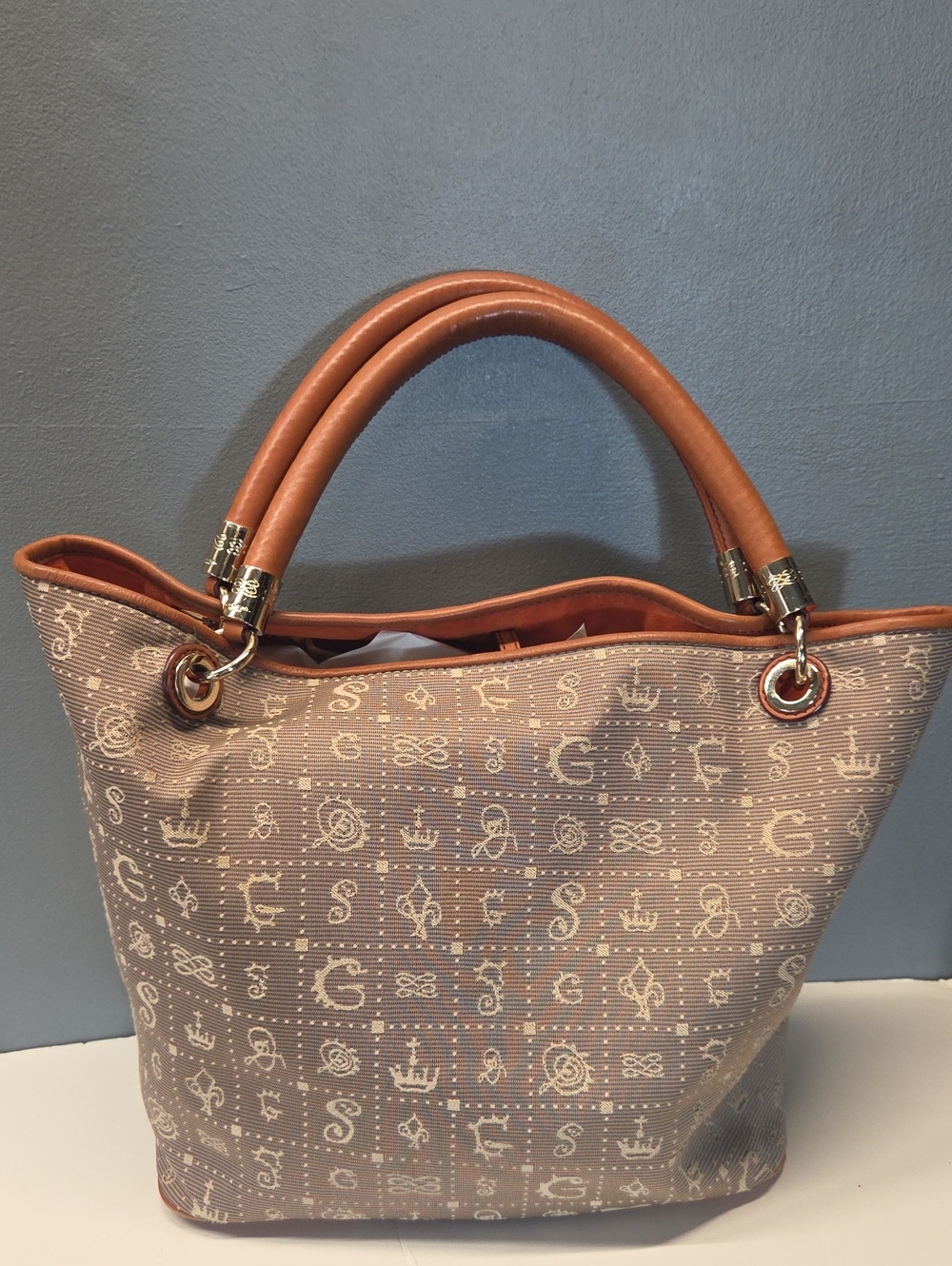 Lancel Daligramme Taupe Patterned Tote with Leather Trim Salvador Dali 2012 - Picture 2 of 16